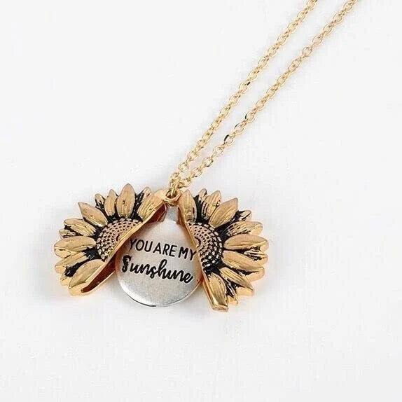 You Are My Sunshine Sunflower Necklace🌻(Double-sided engraving)
