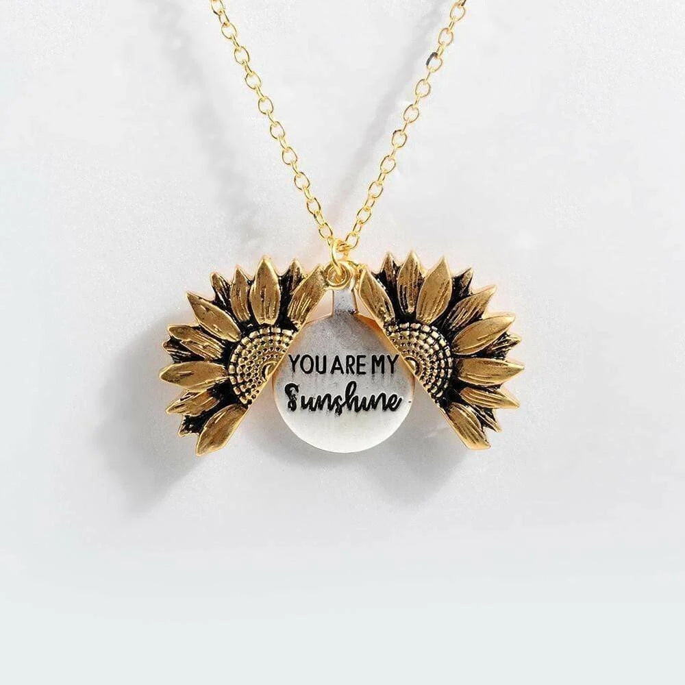 You Are My Sunshine Sunflower Necklace🌻(Double-sided engraving)