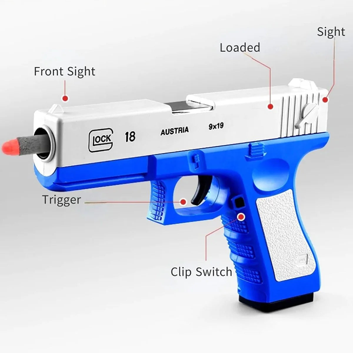G Glock Eject Mechanism Gun with Ejecting Toy Pistol for Kids