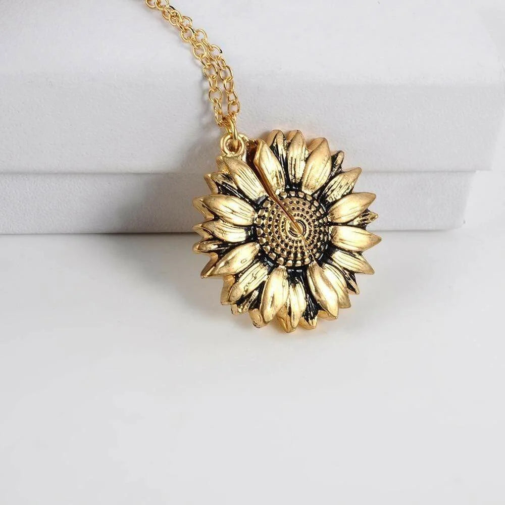 You Are My Sunshine Sunflower Necklace🌻(Double-sided engraving)