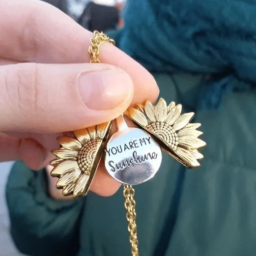 You Are My Sunshine Sunflower Necklace🌻(Double-sided engraving)
