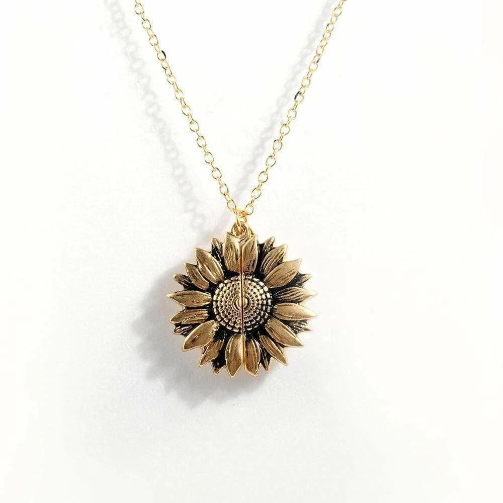 You Are My Sunshine Sunflower Necklace🌻(Double-sided engraving)